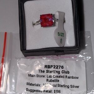 The Sterling Club Red Lab Created Rainbow Rubellite Ring